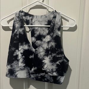 Black and White Tie-Dye Sports Bra